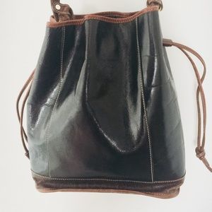 Brahmin Bag Leather Bucket w/Crocodile Trim